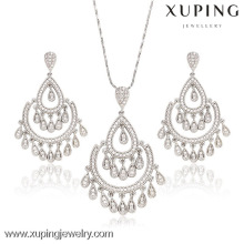 62847 xuping hot sale african plating white color and dubai design jewelry set of ear and pendant for women